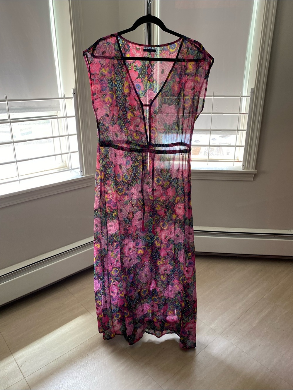 Sheer Pink Floral Maxi Cover-Up
